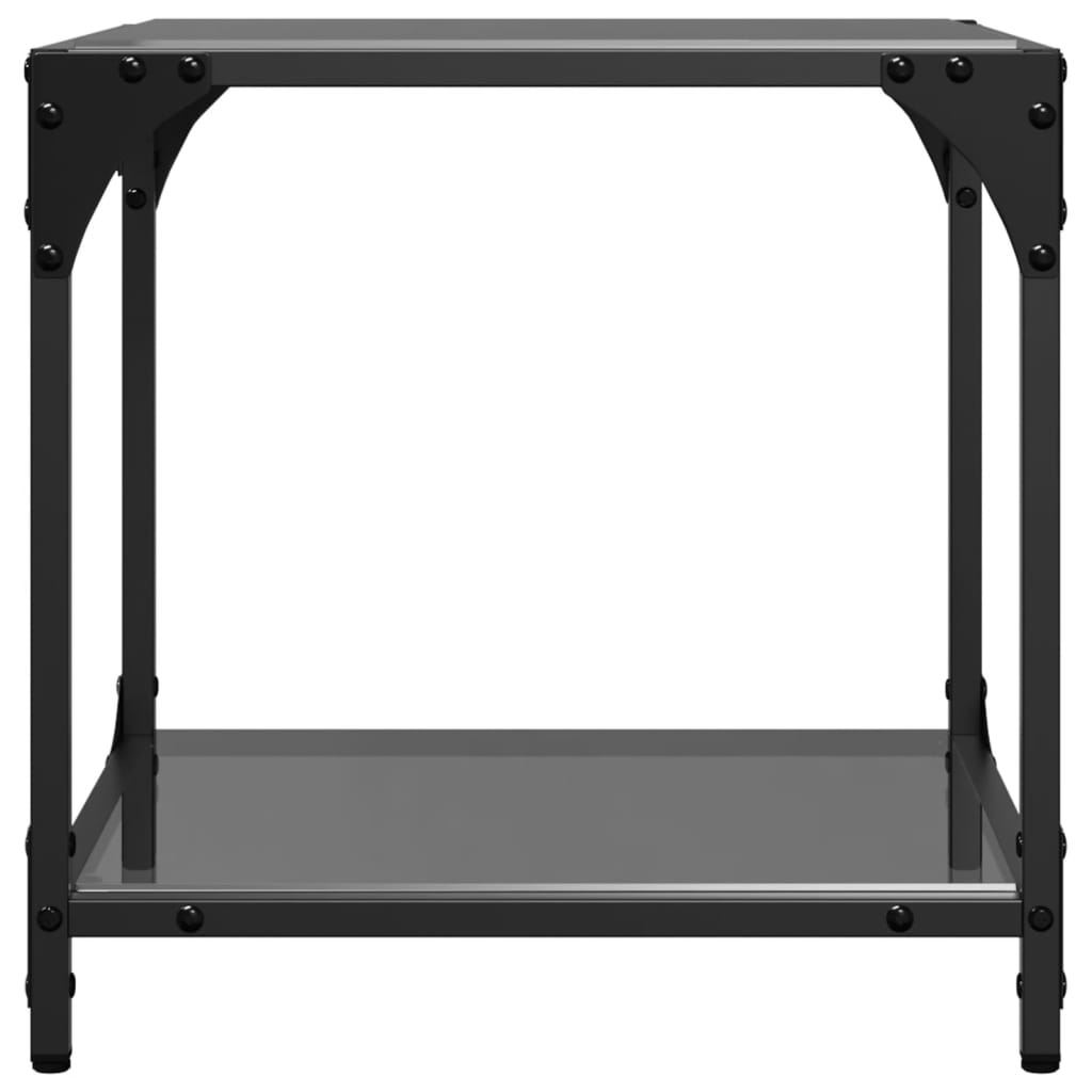 Tavolini da Salotto con Piano Vetro Nero 2pz 40x40x40cm Acciaio | homemem39