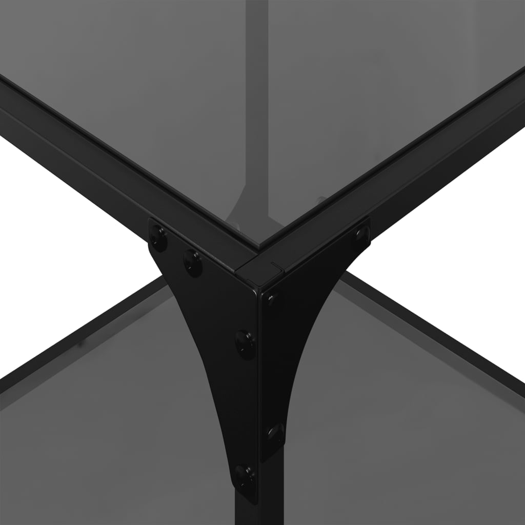 Tavolini da Salotto con Piano Vetro Nero 2pz 40x40x40cm Acciaio | homemem39