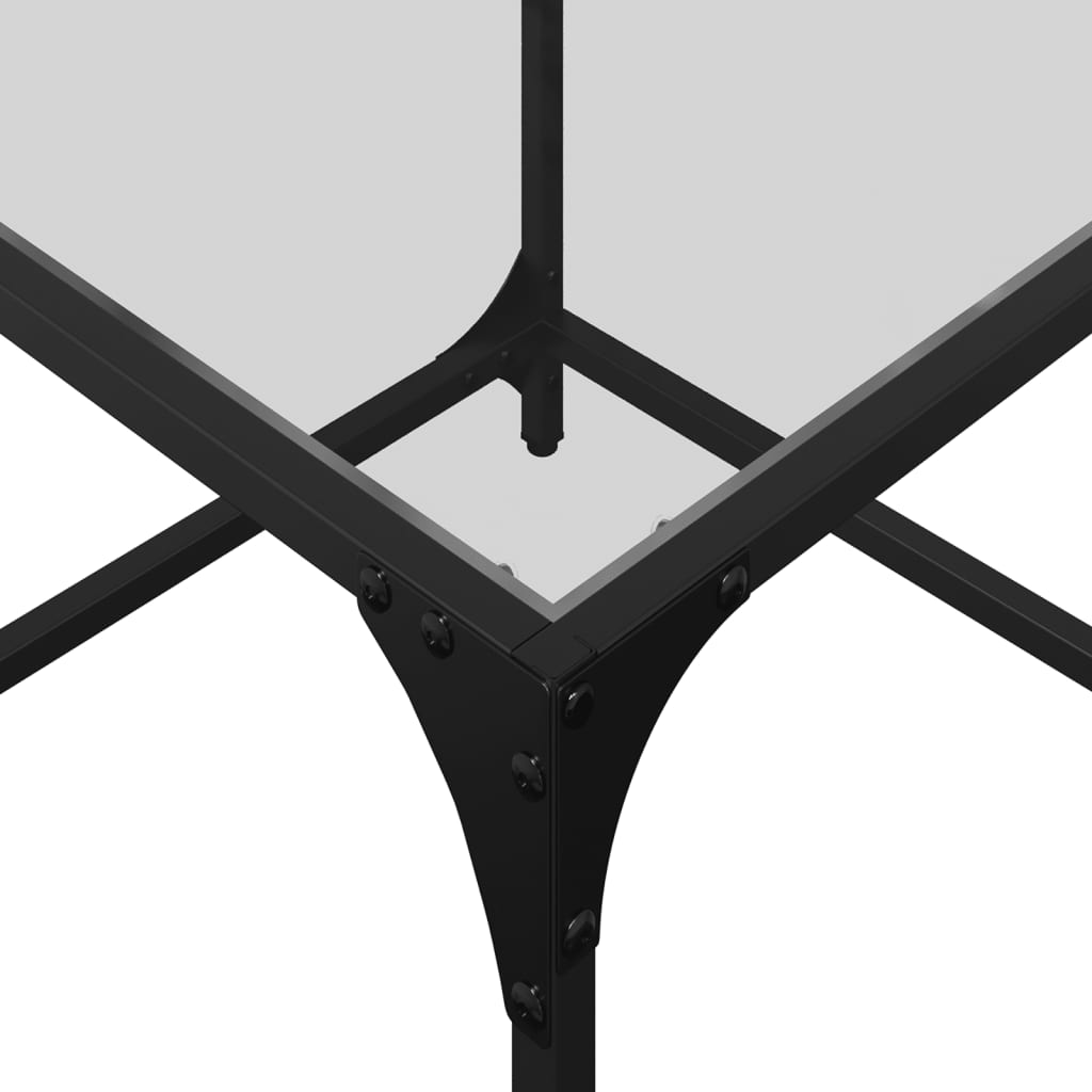 Tavolini con Piano in Vetro Trasparente 2 pz 50x50x40cm Acciaio | homemem39