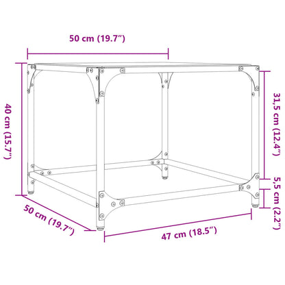 Tavolini con Piano in Vetro Trasparente 2 pz 50x50x40cm Acciaio | homemem39