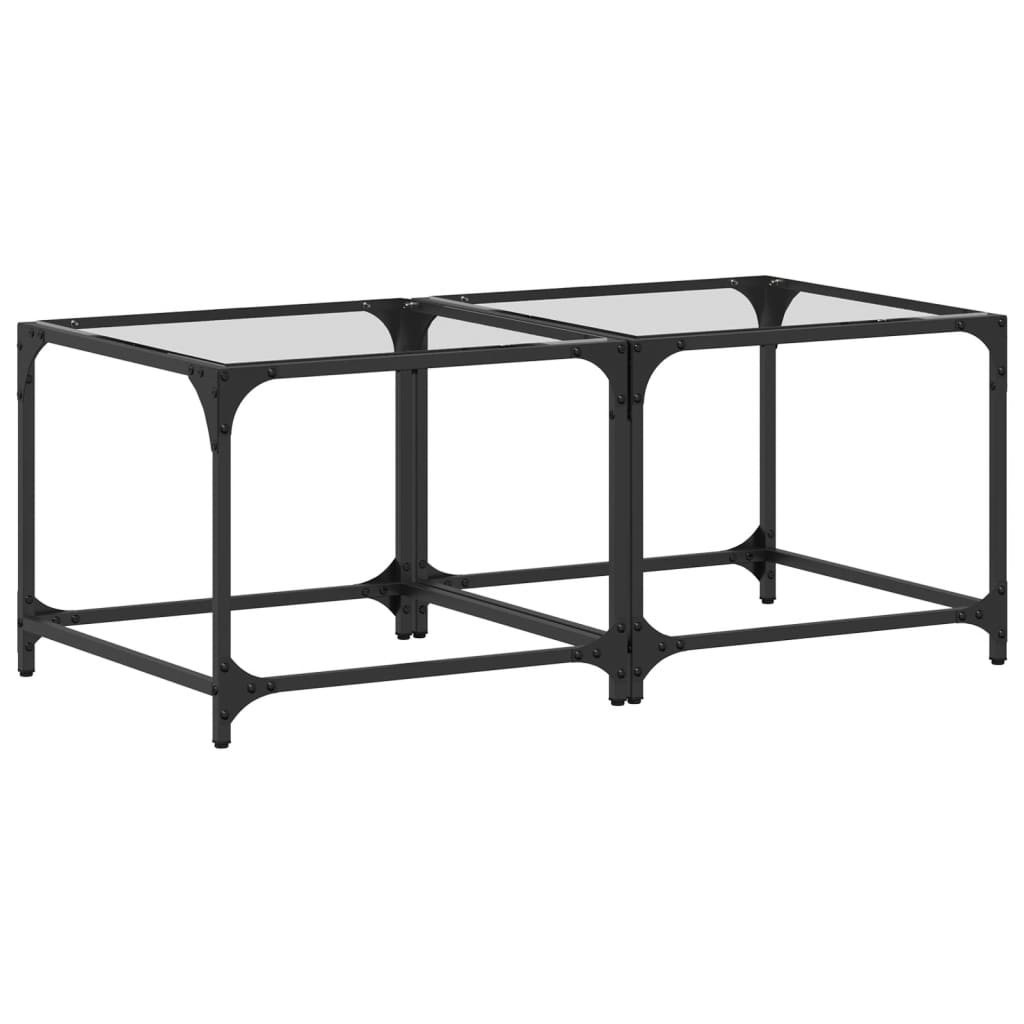 Tavolino Salotto con Piano Vetro Trasparente 50x50x40cm Acciaio | homemem39