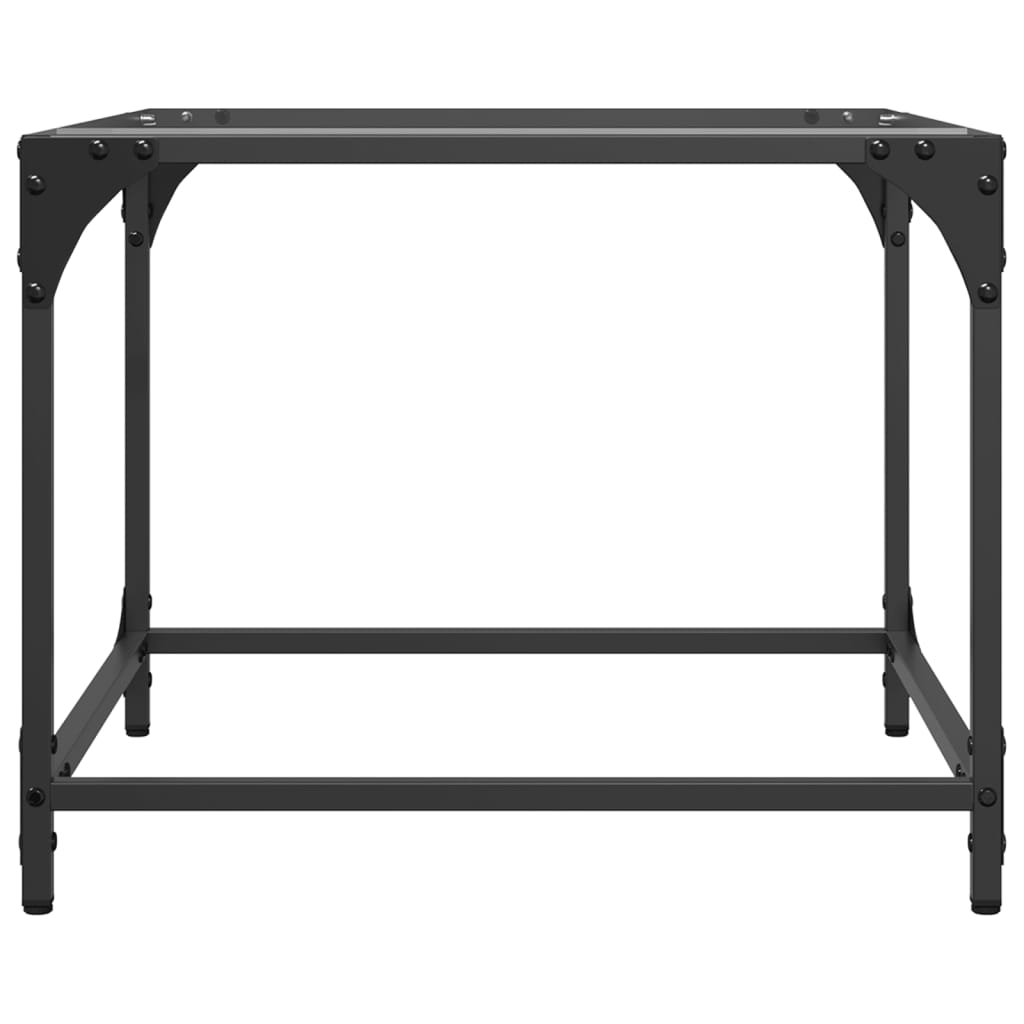 Tavolino Salotto con Piano Vetro Trasparente 50x50x40cm Acciaio