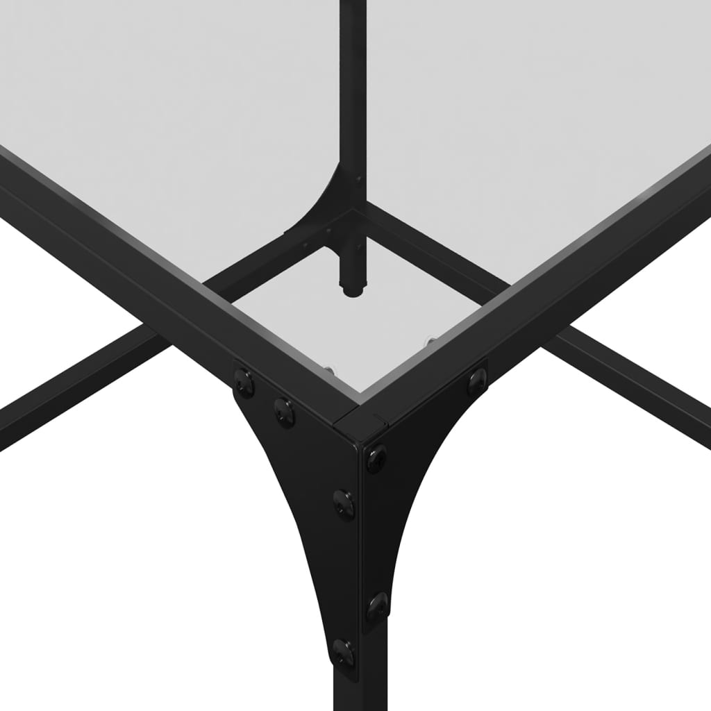 Tavolino Salotto con Piano Vetro Trasparente 50x50x40cm Acciaio | homemem39