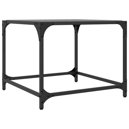 Tavolini da Salotto con Piano Vetro Nero 2pz 50x50x40cm Acciaio
