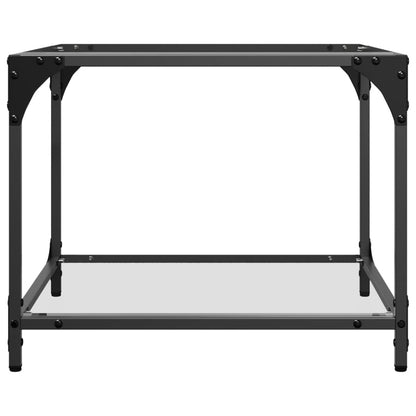 Tavolino Salotto con Piano Vetro Trasparente 50x50x40cm Acciaio | homemem39