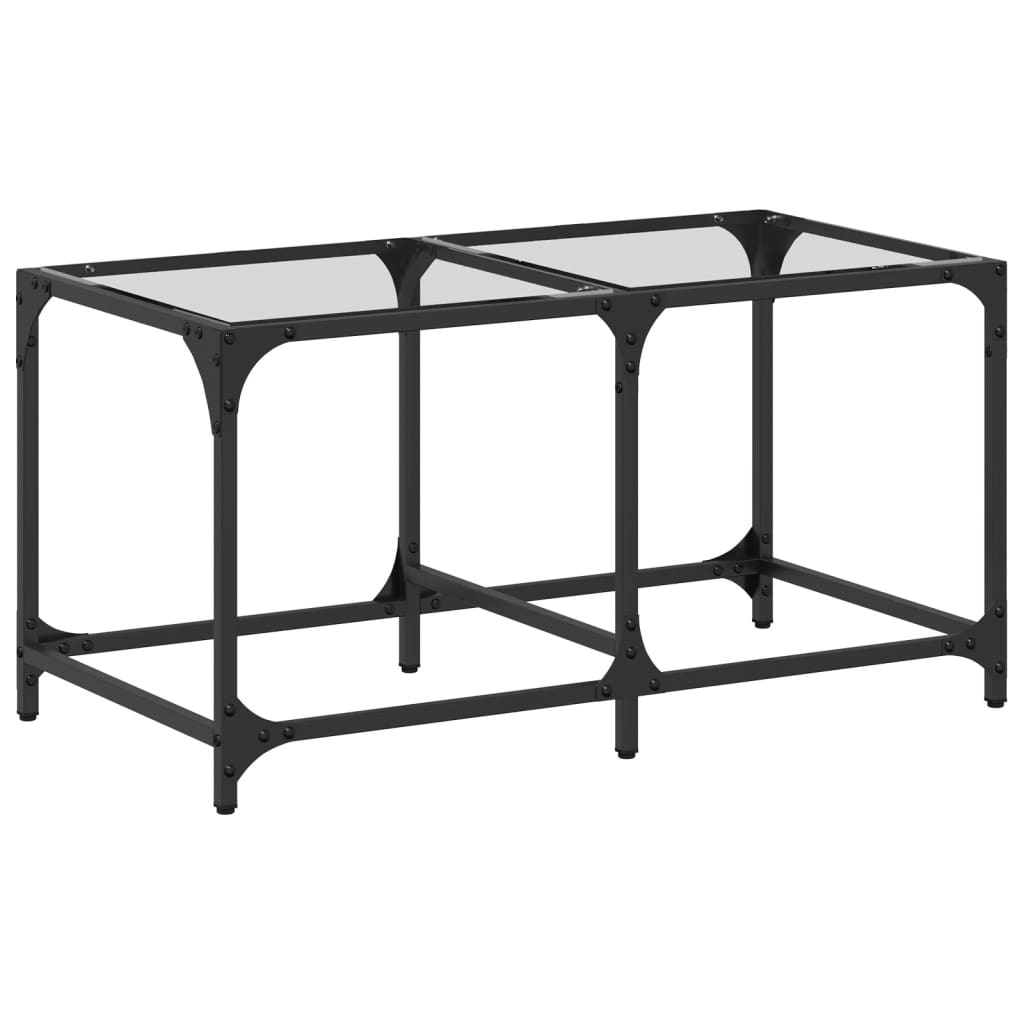 Tavolini con Piano Vetro Trasparente 2 pz 78,5x40x40 cm Acciaio | homemem39