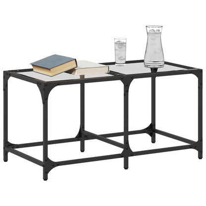 Tavolini con Piano Vetro Trasparente 2 pz 78,5x40x40 cm Acciaio | homemem39