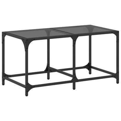 Tavolino con Piano in Vetro Nero 78,5x40x40 cm Acciaio | homemem39