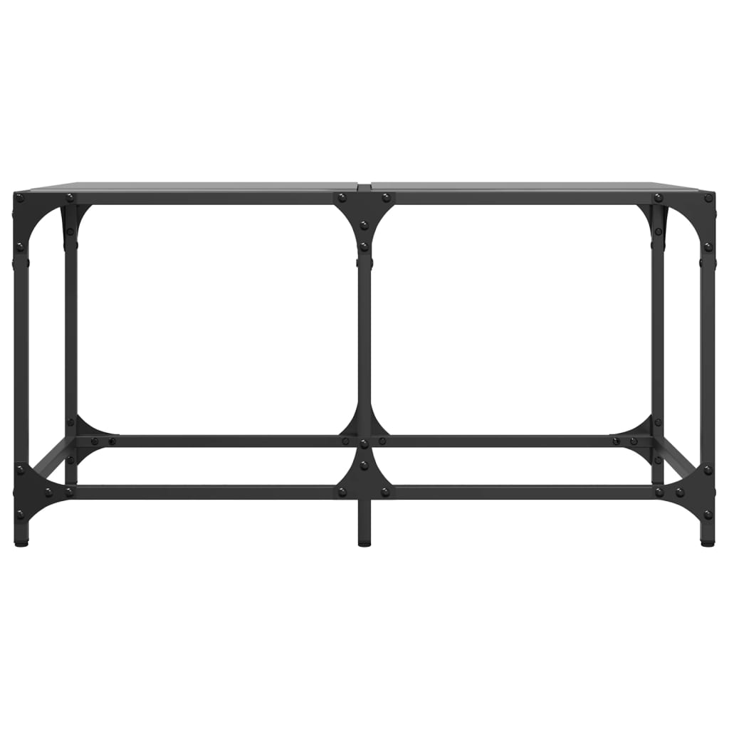 Tavolino con Piano in Vetro Nero 78,5x40x40 cm Acciaio