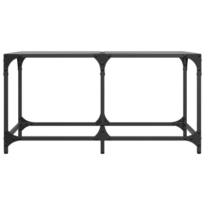 Tavolino con Piano in Vetro Nero 78,5x40x40 cm Acciaio