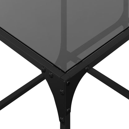 Tavolino con Piano in Vetro Nero 78,5x40x40 cm Acciaio | homemem39