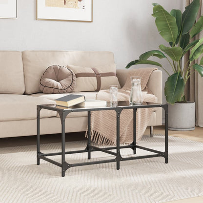 Tavolino con Piano in Vetro Nero 78,5x40x40 cm Acciaio | homemem39
