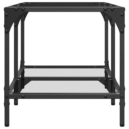 Tavolini con Piano Vetro Trasparente 2 pz 78,5x40x40 cm Acciaio