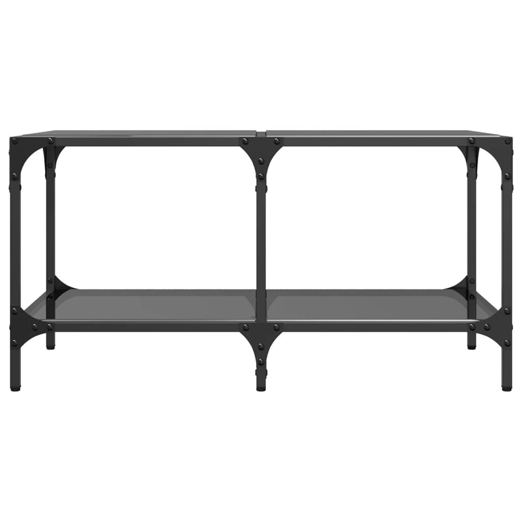 Tavolino con Piano in Vetro Nero 78,5x40x40 cm Acciaio