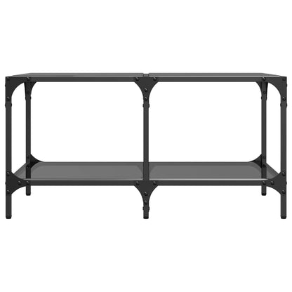 Tavolino con Piano in Vetro Nero 78,5x40x40 cm Acciaio