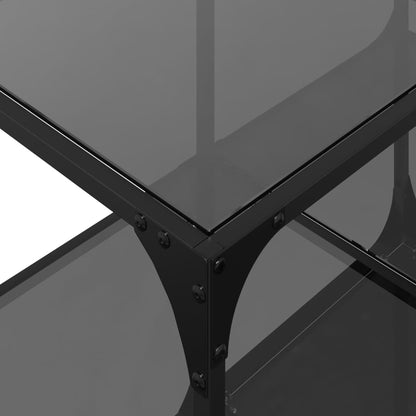 Tavolino con Piano in Vetro Nero 78,5x40x40 cm Acciaio