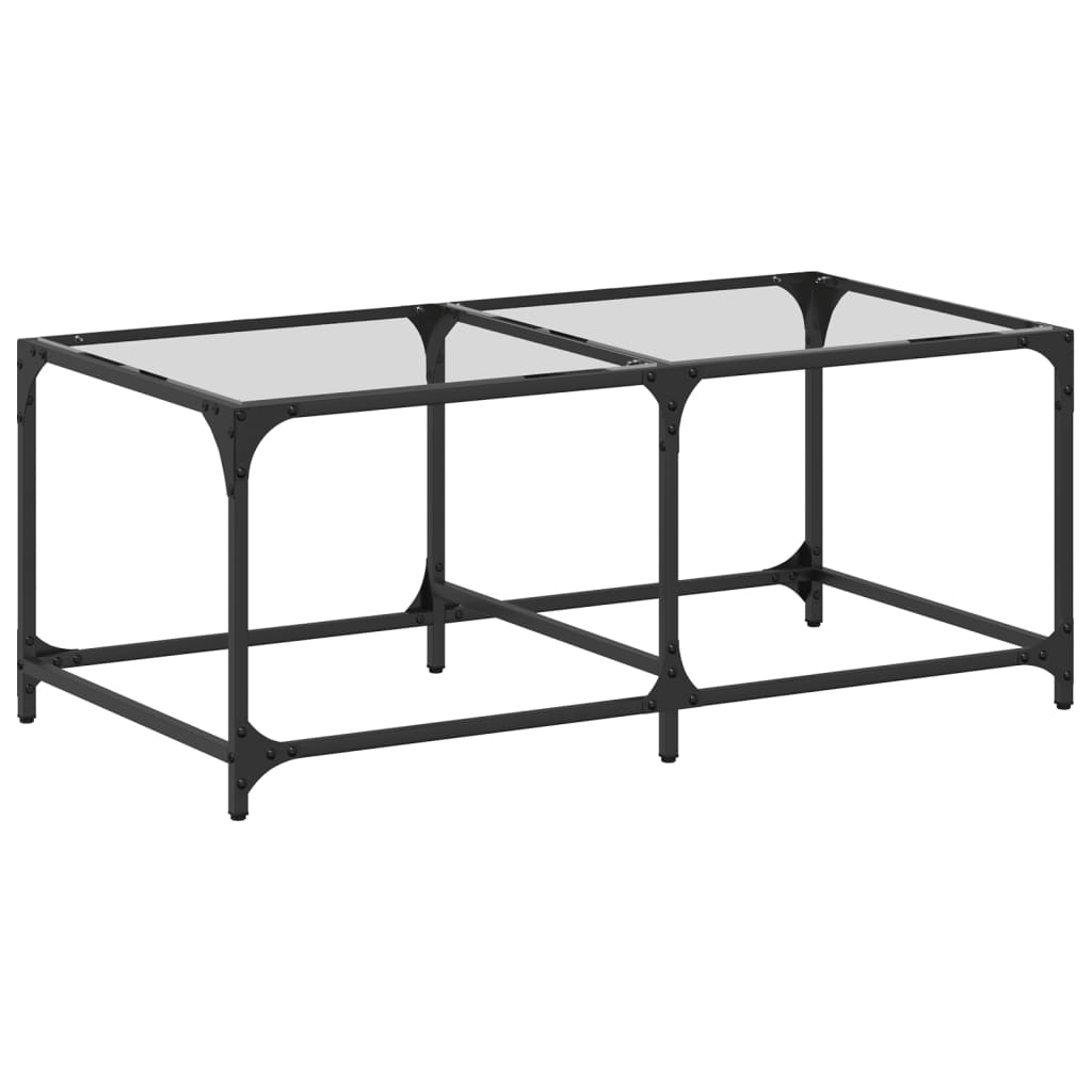 Tavolini con Piano Vetro Trasparente 2 pz 98,5x50x40 cm Acciaio | homemem39