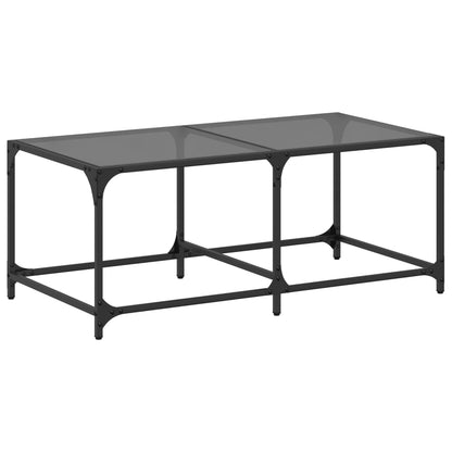 Tavolino con Piano in Vetro Nero 98,5x50x40 cm Acciaio | homemem39