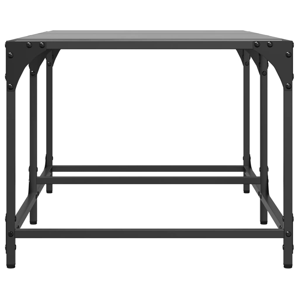 Tavolino con Piano in Vetro Nero 98,5x50x40 cm Acciaio | homemem39