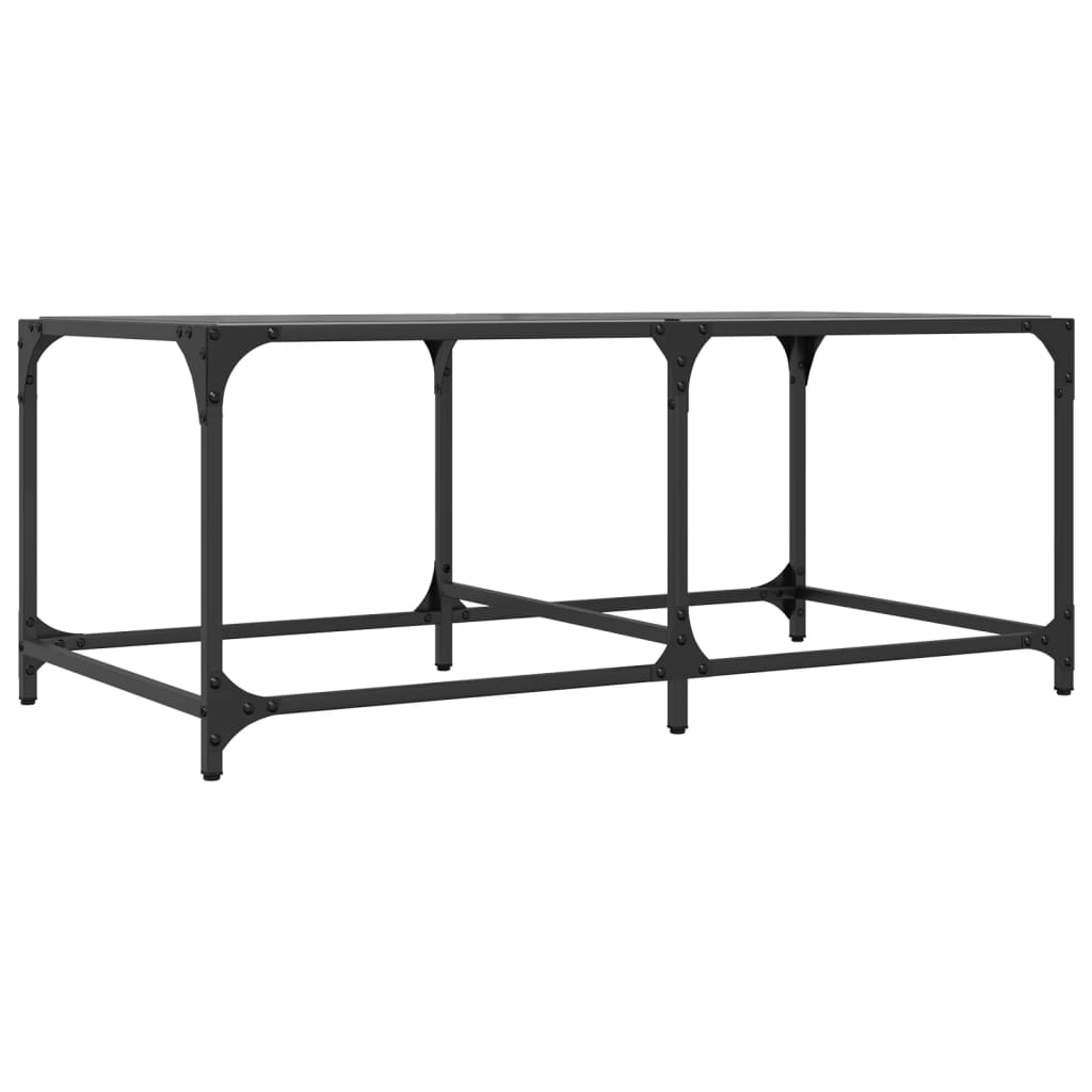 Tavolino con Piano in Vetro Nero 98,5x50x40 cm Acciaio