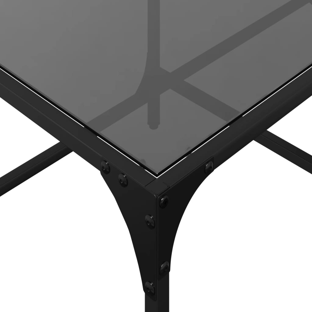 Tavolino con Piano in Vetro Nero 98,5x50x40 cm Acciaio | homemem39