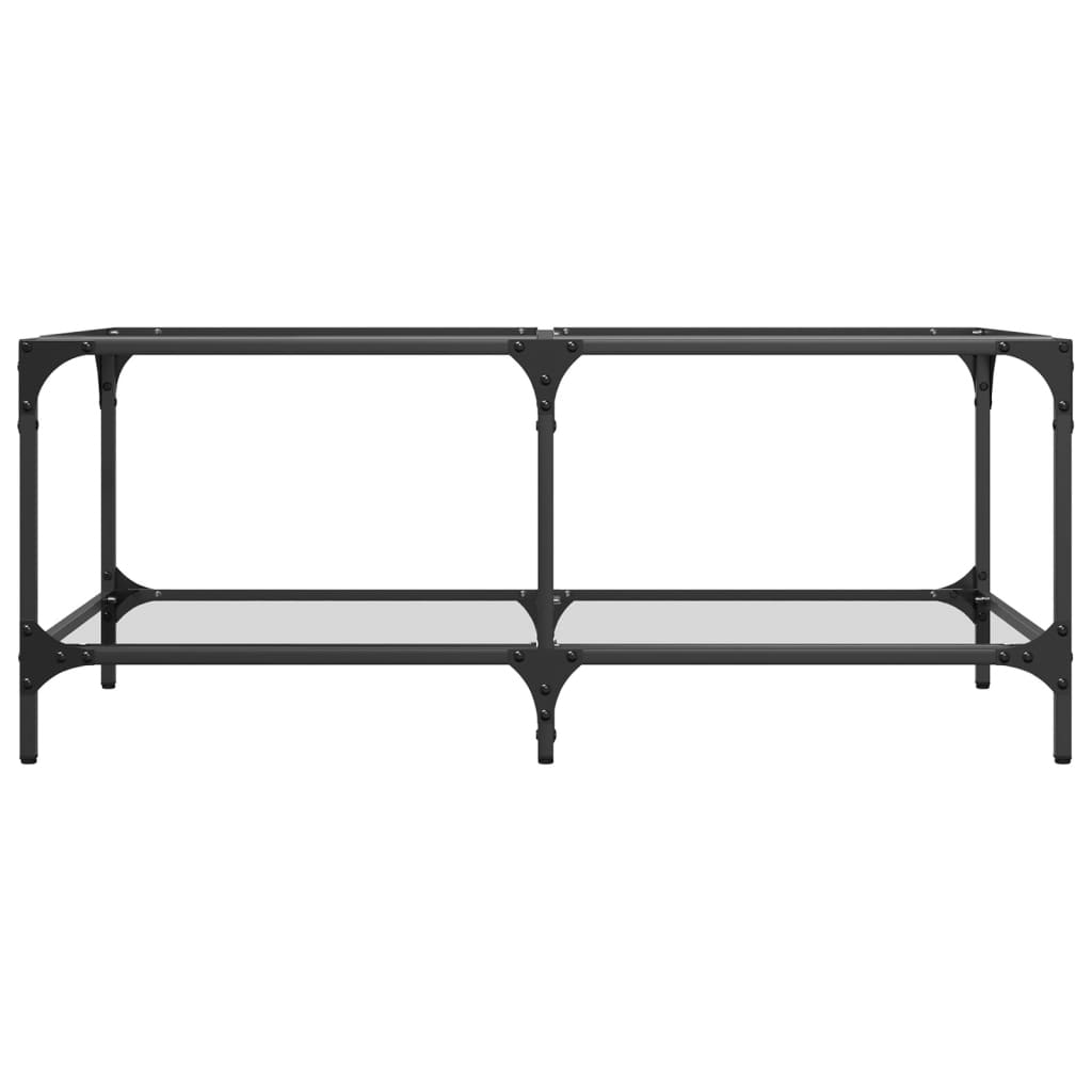Tavolini con Piano Vetro Trasparente 2 pz 98,5x50x40 cm Acciaio