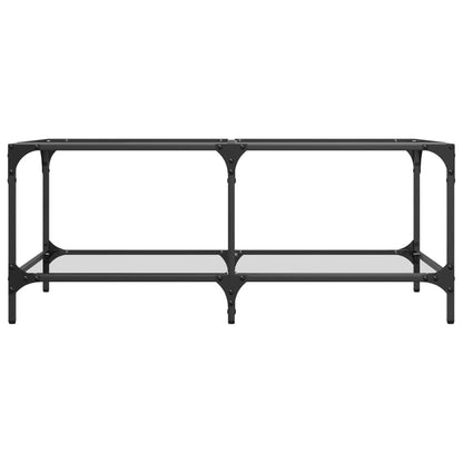 Tavolini con Piano Vetro Trasparente 2 pz 98,5x50x40 cm Acciaio