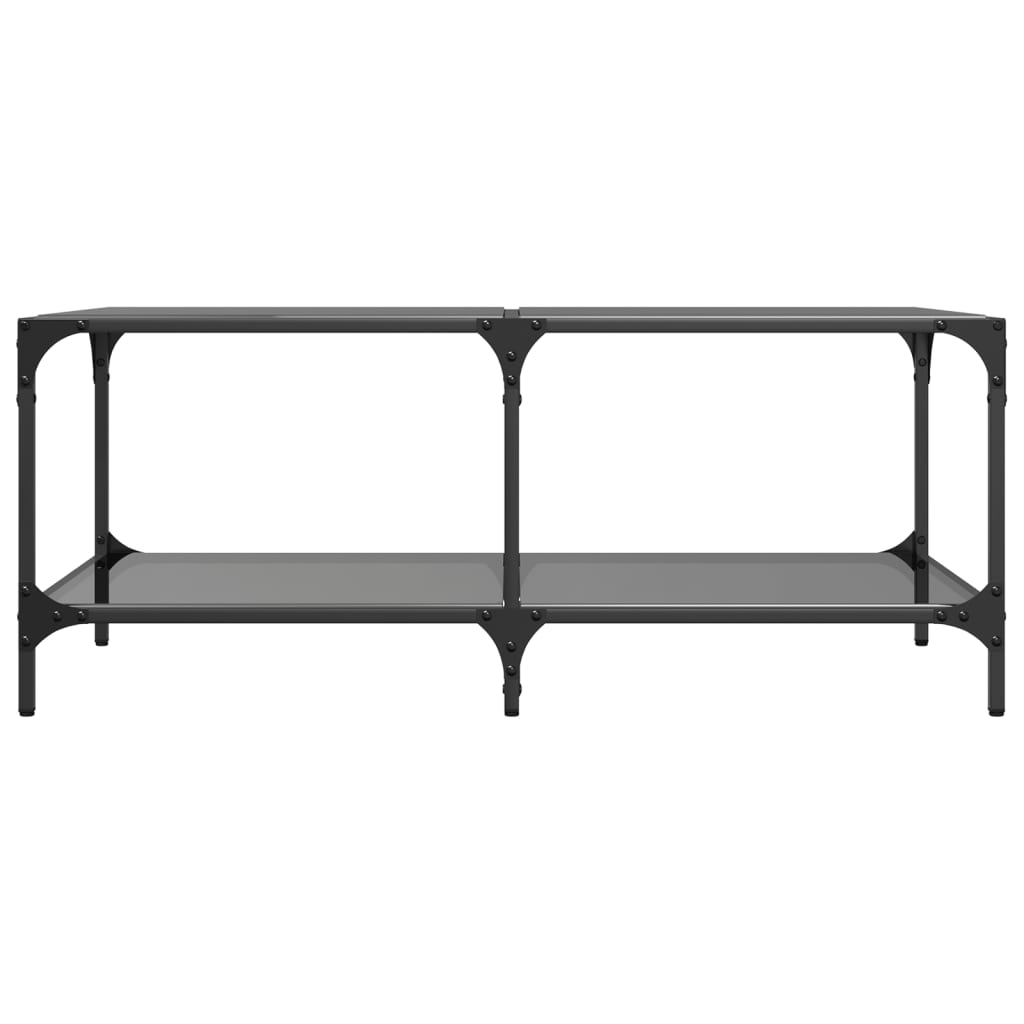 Tavolino con Piano in Vetro Nero 98,5x50x40 cm Acciaio