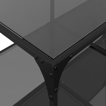 Tavolino con Piano in Vetro Nero 98,5x50x40 cm Acciaio | homemem39