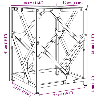 Tavolino Salotto con Piano Vetro Trasparente 30x30x41cm Acciaio