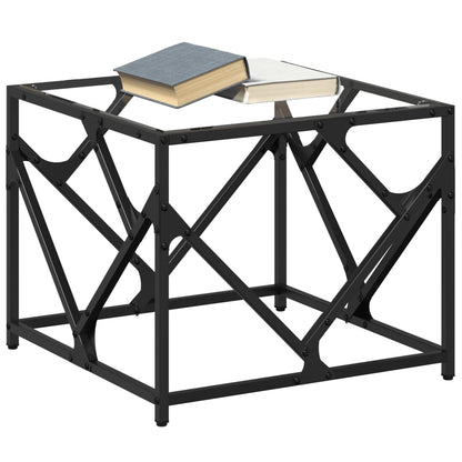 Tavolini con Piano in Vetro Trasparente 2 pz 50x50x41cm Acciaio | homemem39