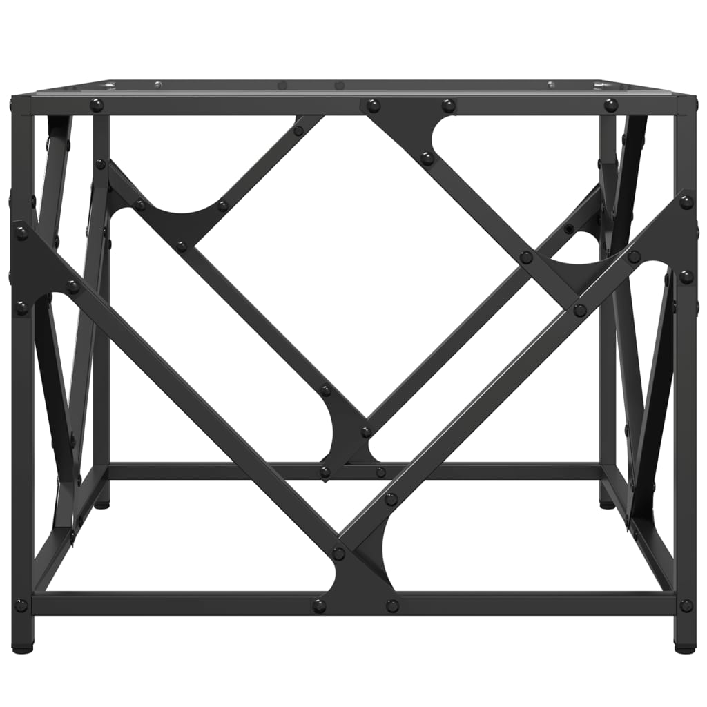 Tavolini con Piano in Vetro Trasparente 2 pz 50x50x41cm Acciaio | homemem39