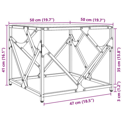Tavolini con Piano in Vetro Trasparente 2 pz 50x50x41cm Acciaio | homemem39