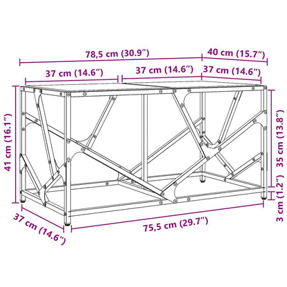 Tavolini con Piano Vetro Trasparente 2 pz 78,5x40x41 cm Acciaio