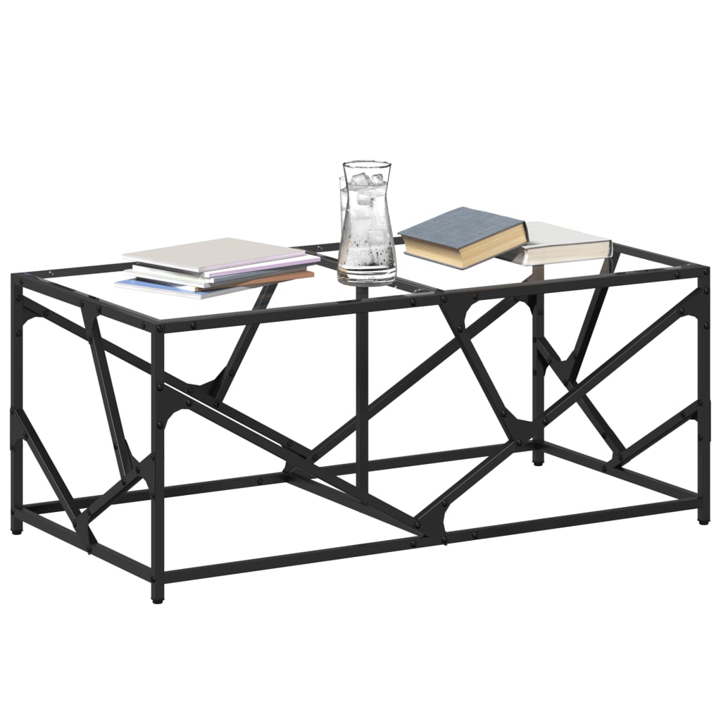 Tavolini con Piano Vetro Trasparente 2 pz 98,5x50x41cm Acciaio | homemem39