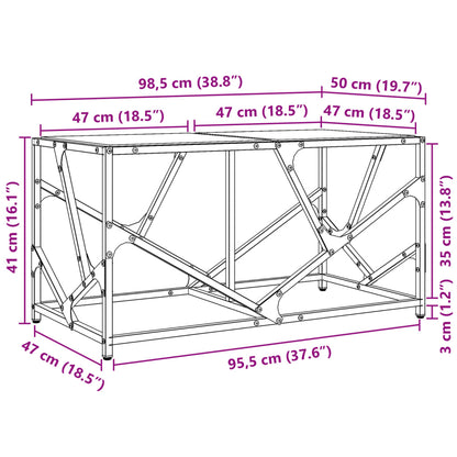 Tavolini con Piano Vetro Trasparente 2 pz 98,5x50x41cm Acciaio | homemem39