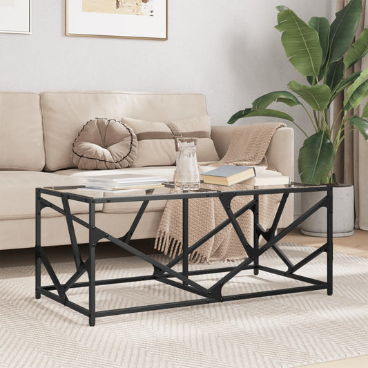 Tavolini con Piano Vetro Trasparente 2 pz 98,5x50x41cm Acciaio | homemem39