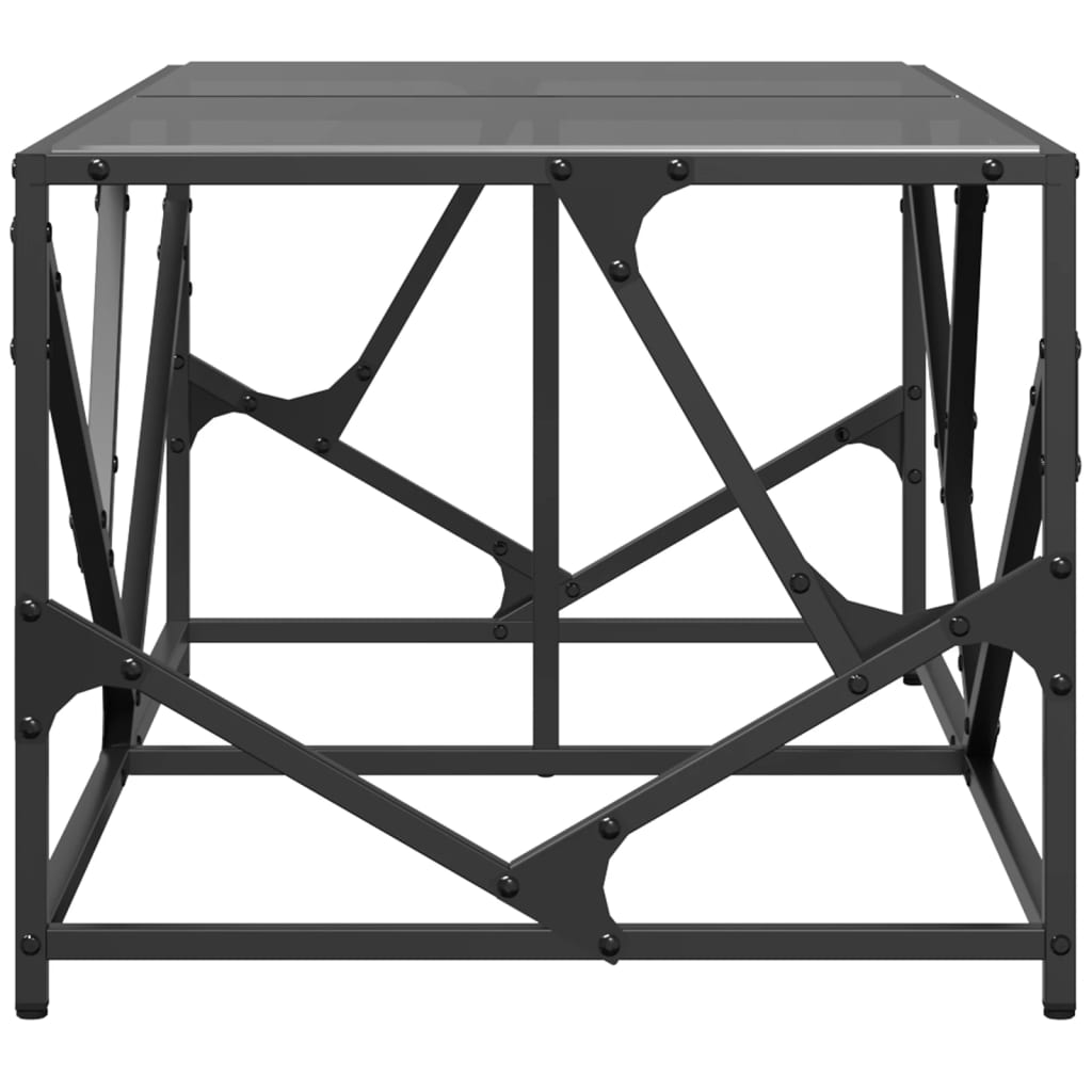 Tavolino con Piano in Vetro Nero 98,5x50x41 cm Acciaio | homemem39