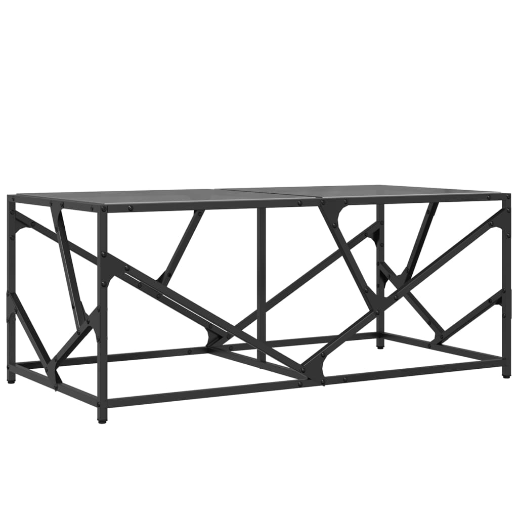 Tavolino con Piano in Vetro Nero 98,5x50x41 cm Acciaio | homemem39