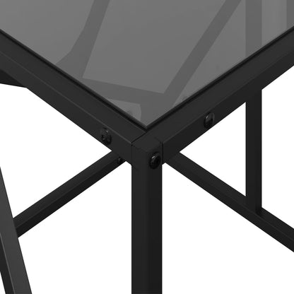 Tavolino con Piano in Vetro Nero 98,5x50x41 cm Acciaio