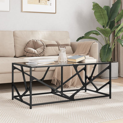 Tavolino con Piano in Vetro Nero 98,5x50x41 cm Acciaio | homemem39