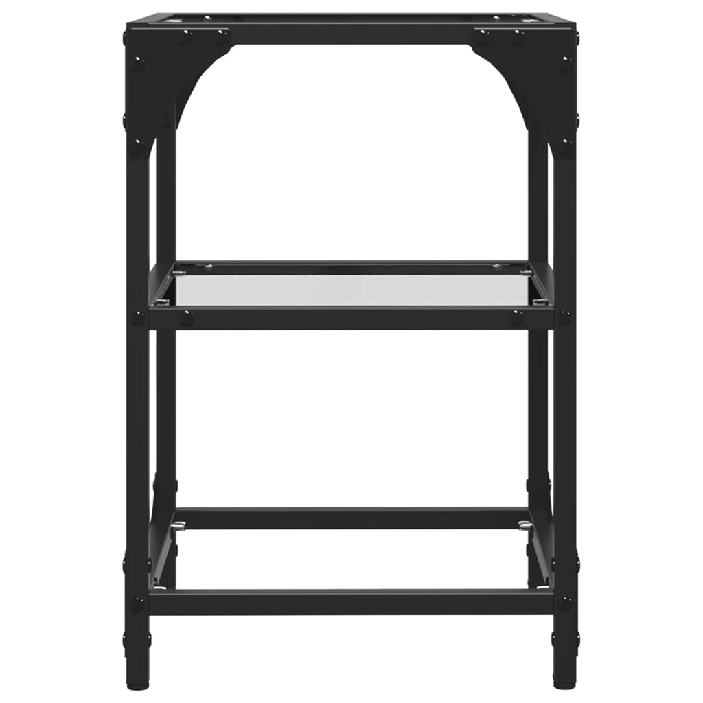 Tavolino Salotto con Piano Vetro Trasparente 30x30x45cm Acciaio | homemem39