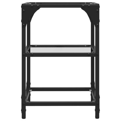 Tavolino Salotto con Piano Vetro Trasparente 30x30x45cm Acciaio | homemem39