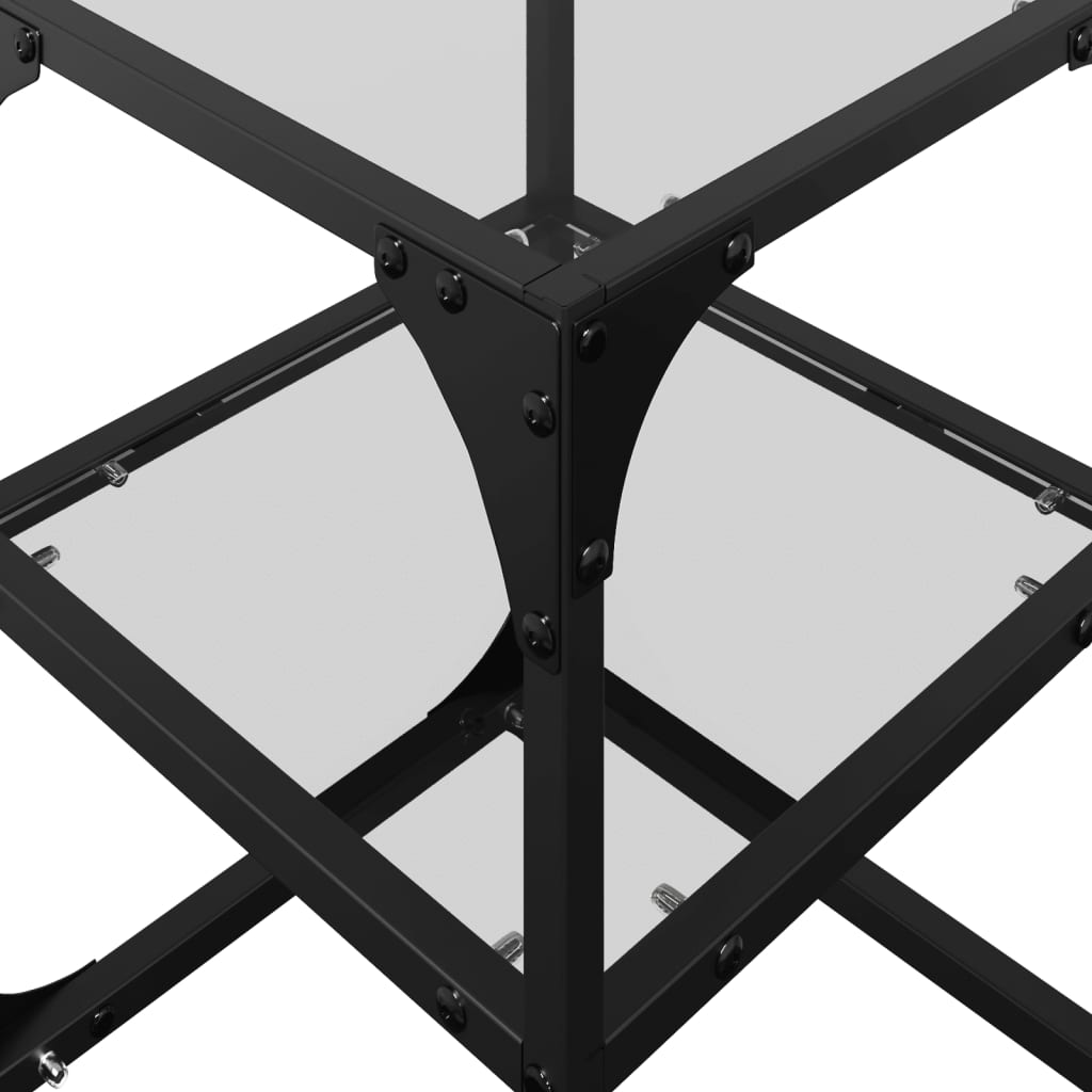 Tavolino Salotto con Piano Vetro Trasparente 30x30x45cm Acciaio | homemem39