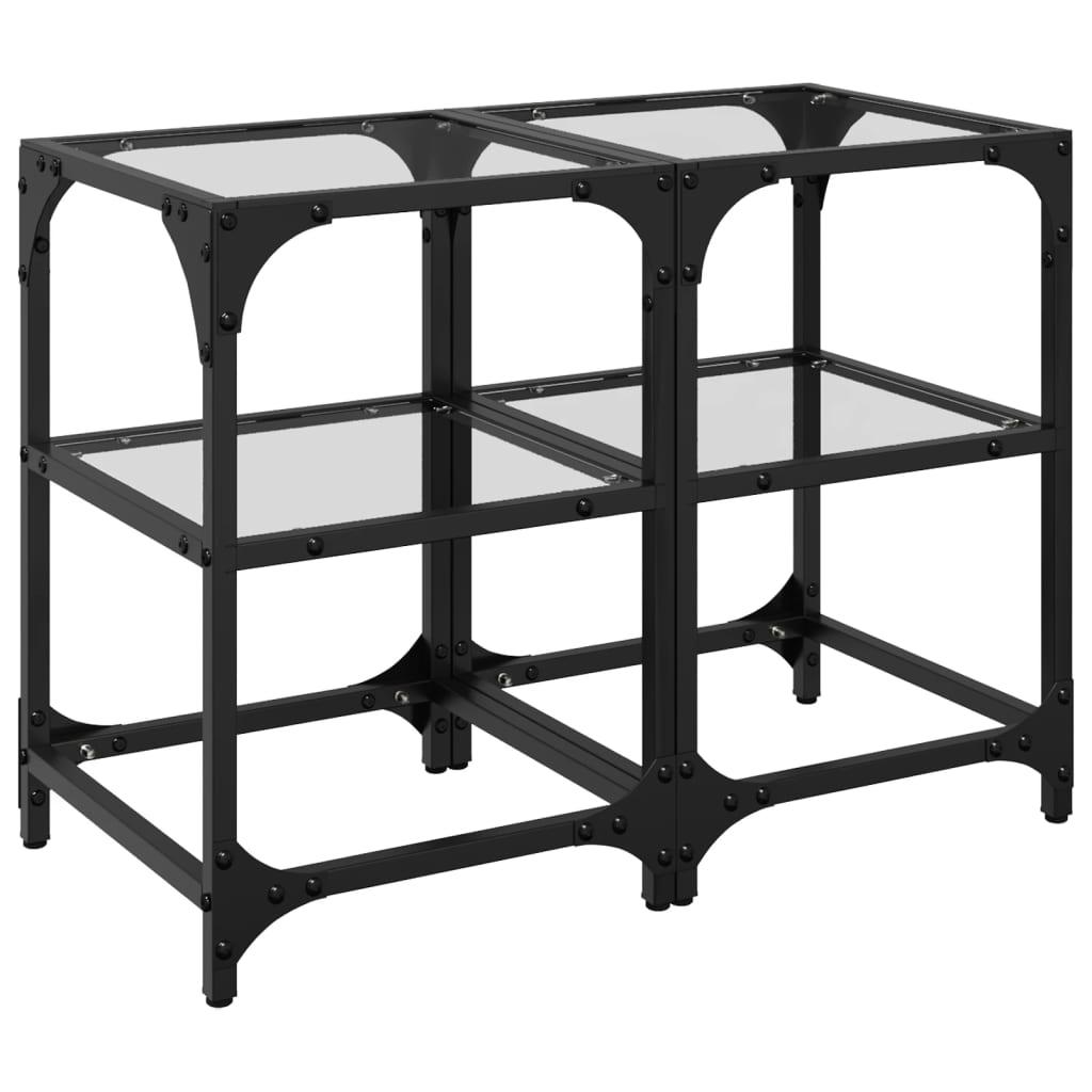 Tavolini con Piano in Vetro Trasparente 2 pz 30x30x45cm Acciaio | homemem39