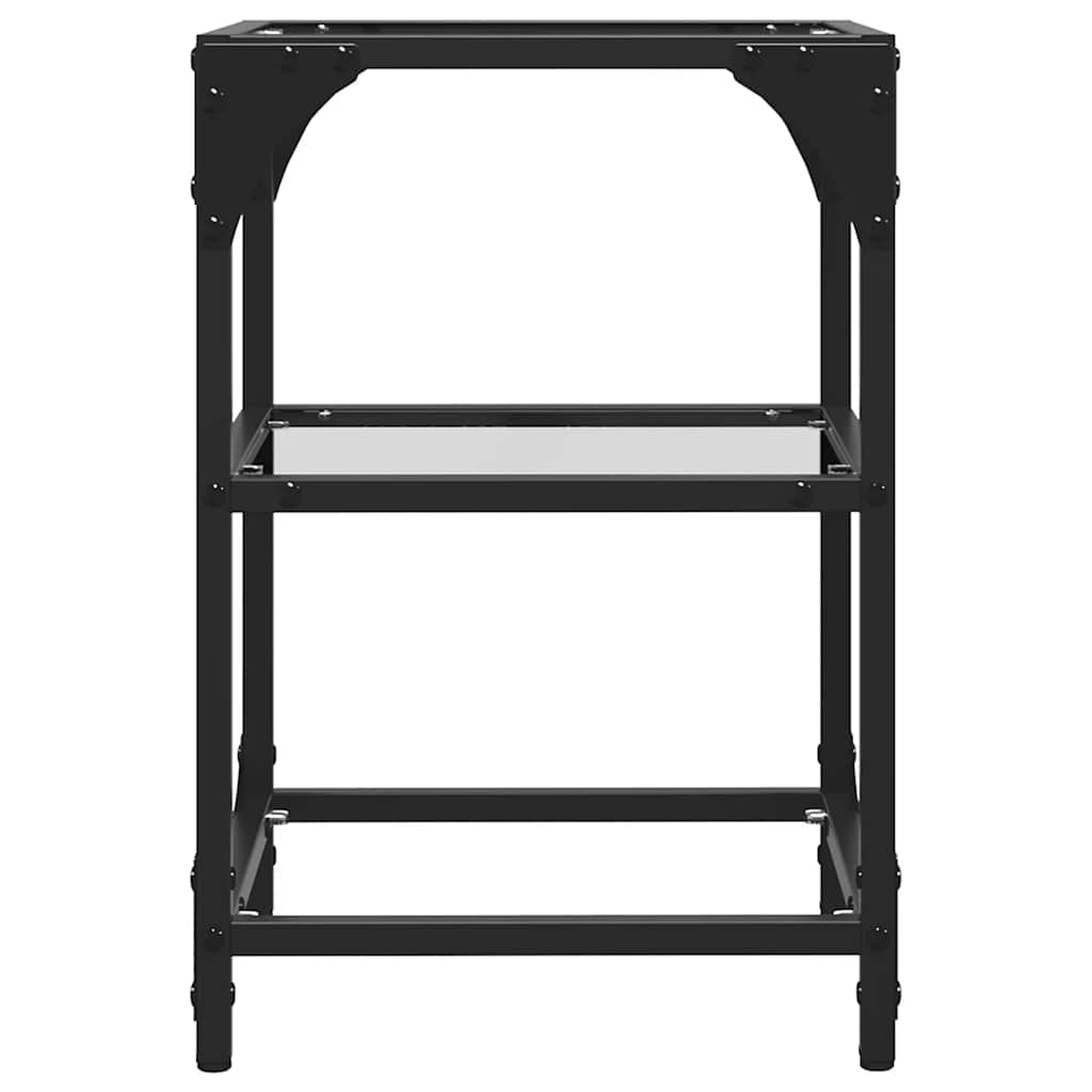 Tavolini con Piano in Vetro Trasparente 2 pz 30x30x45cm Acciaio
