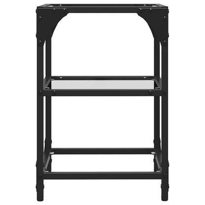Tavolini con Piano in Vetro Trasparente 2 pz 30x30x45cm Acciaio