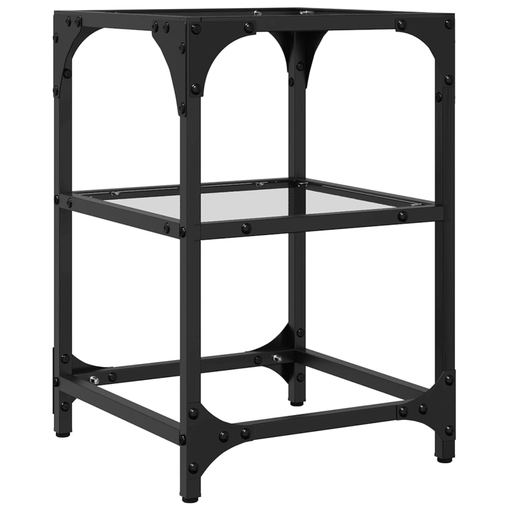 Tavolini con Piano in Vetro Trasparente 2 pz 30x30x45cm Acciaio | homemem39