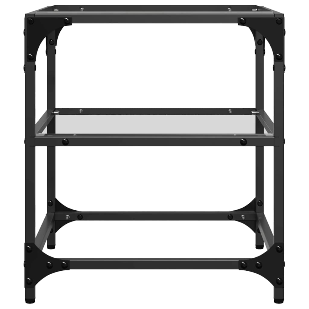 Tavolini con Piano in Vetro Trasparente 2 pz 40x40x45cm Acciaio