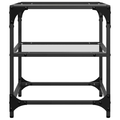 Tavolini con Piano in Vetro Trasparente 2 pz 40x40x45cm Acciaio